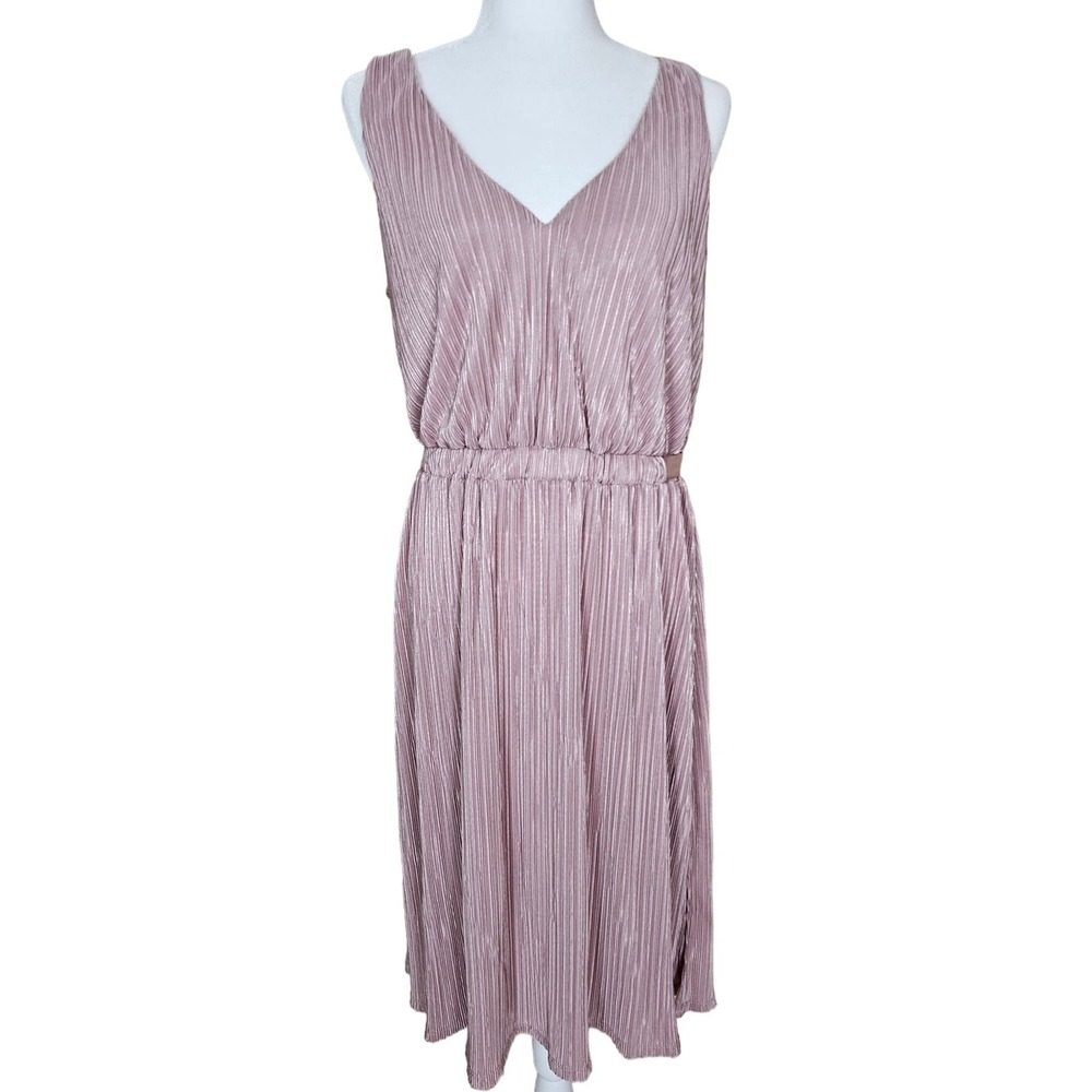 RACHEL Rachel Roy Midi Dress Womens Size 10 Pink Metallic Sleevless A-line